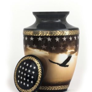 urn for ashes 200 cubic inch with stars and stripes of the american flag