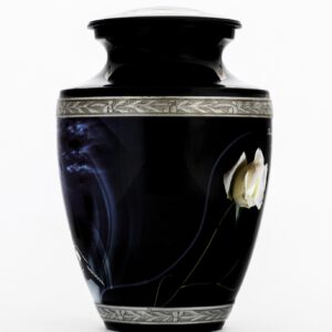 Black and Silver Chopper theme cremation urn for adult male
