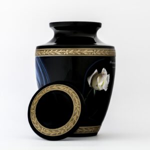 Black and gold Chopper theme cremation urn for adult male