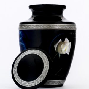 Black and silver urn for ashes adult male motorcycle style