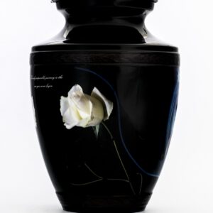 Black on black Biker theme cremation urn for adult male