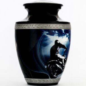 Memorial Black and Silver urn for crematory adult male