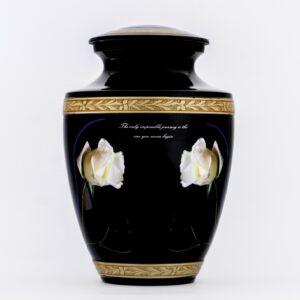 Memorial Black and gold urn for crematory adult male