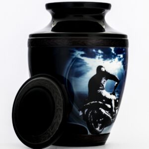 Memorial Black urn for crematory adult male