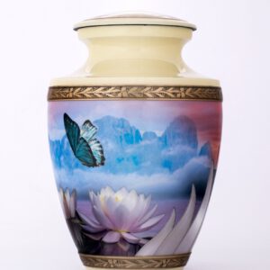 Yellow Butterfly urn for adult female a cremation urn for ashes memorial