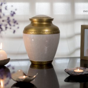 mother of pearl cremation urn with set